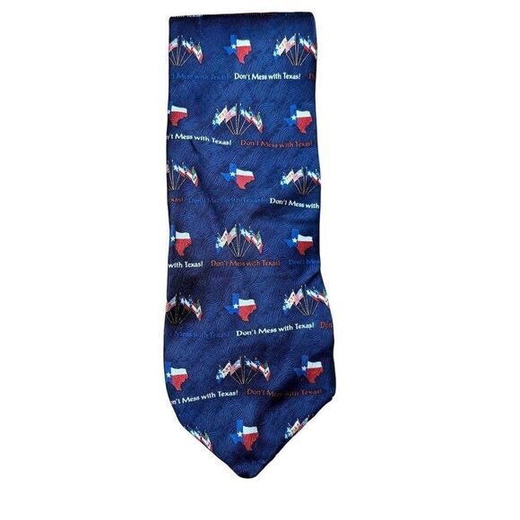Ralph Marlin Men's Blue Geometric Texas Pride Necktie - Picture 1 of 4